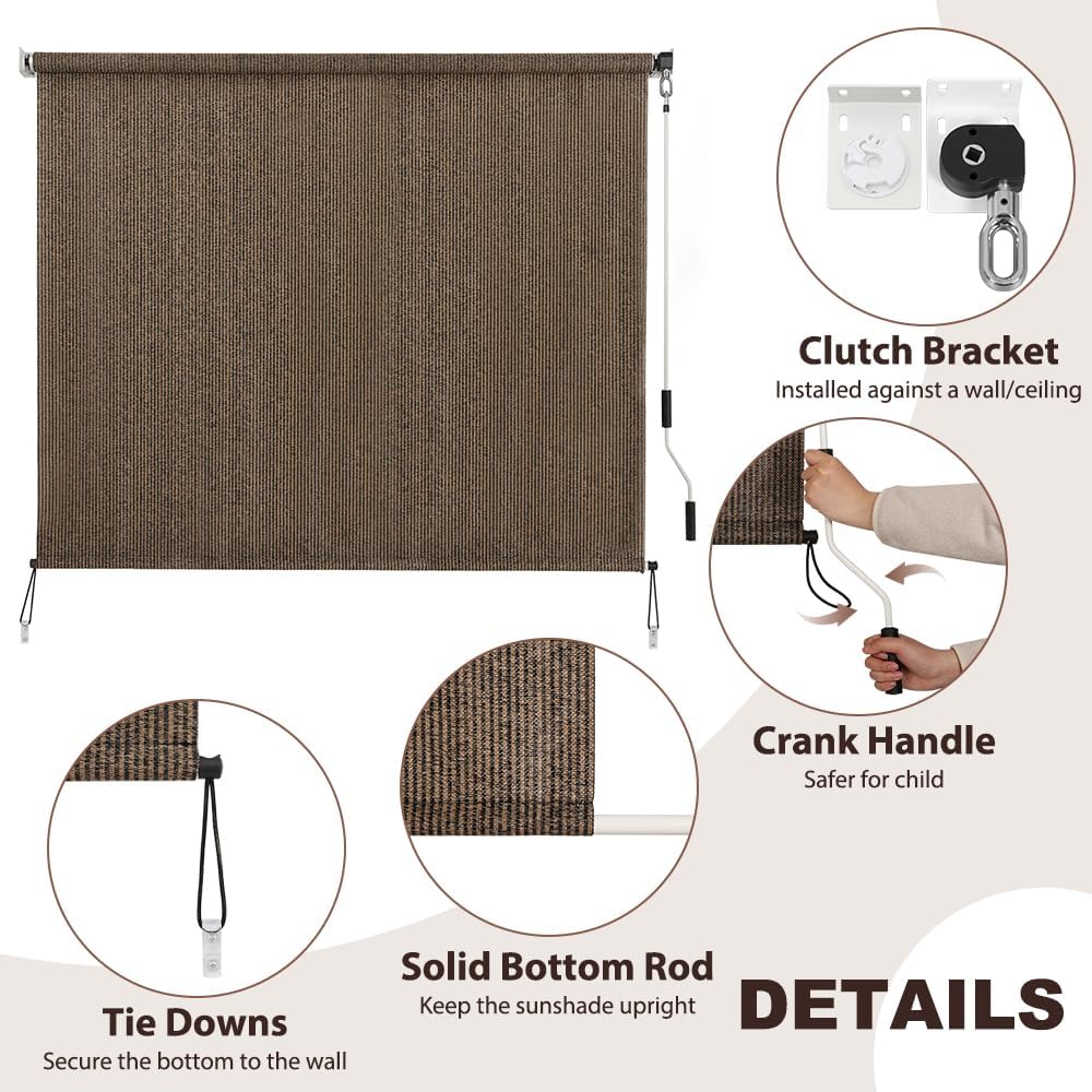 AUCT 14417 - $55 SEEYE Outdoor Sunshade Roller Shades 4' W x 6' H, Cordle - Image 3
