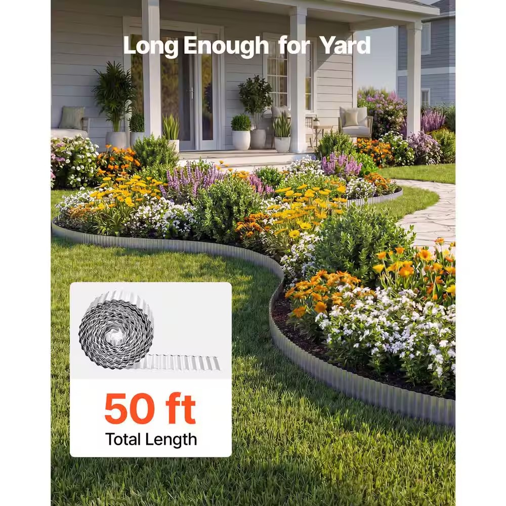 AUCT 17223 - VEVOR Galvanized Steel Landscape Edging, 50 ft. L x 6 in. W x 0.01 in. H Metal Edging for - Image 3