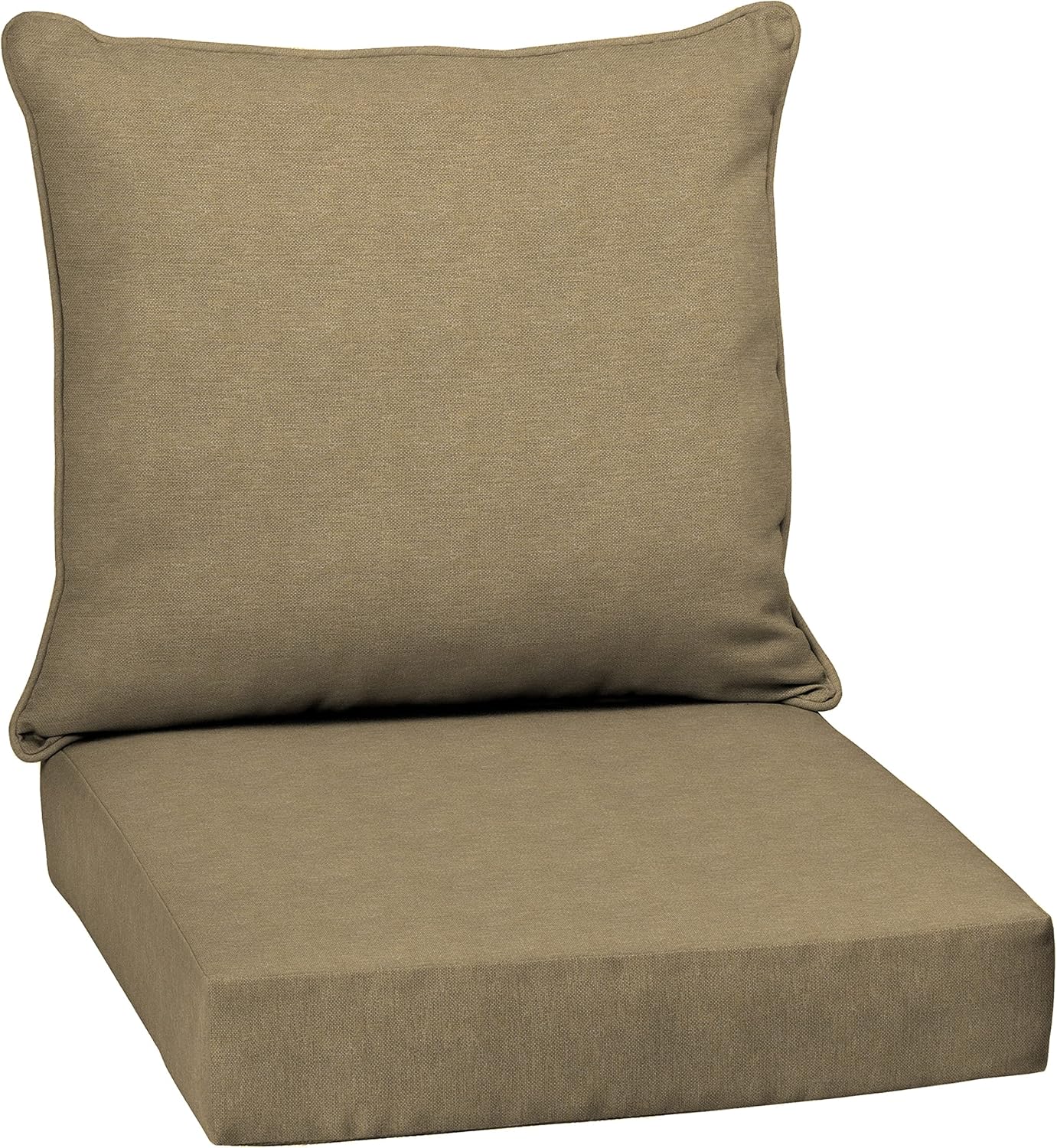 AUCT 17520 - $53 Arden Outdoor Deep Seat Cushion Set, Olefin Fabric, 24x24, Tan Hamilton | Woven Outdoo