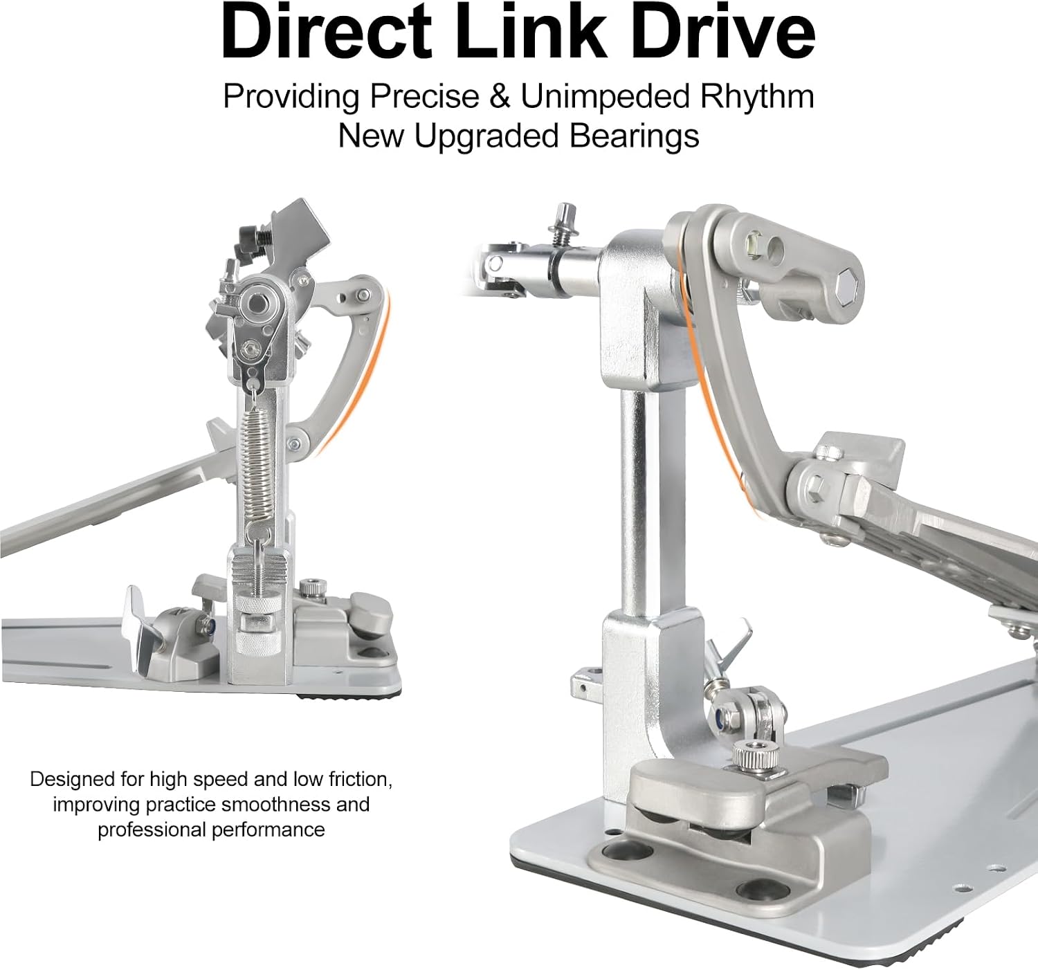 AUCT 16384 - $237 RANMING Double Bass Drum Pedals Direct Drive Bass Drum Pedal Kick Drum Pedal with Two - Image 4