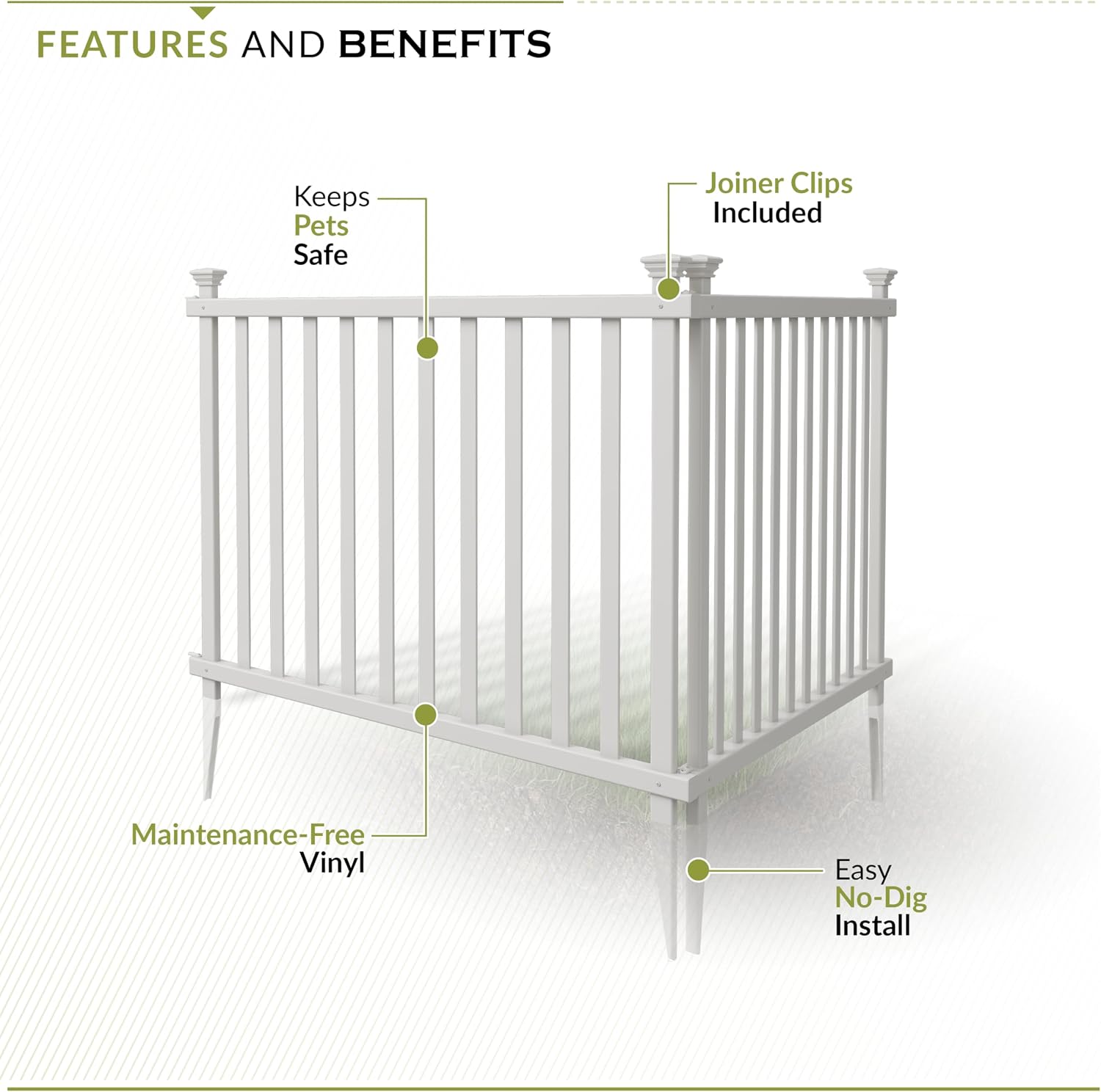 AUCT 17105 - $54 Zippity Baskenridge Picket Fence Panels, White Vinyl DIY No Dig Kit | 3ftH x 3.5ftW, 2 - Image 3