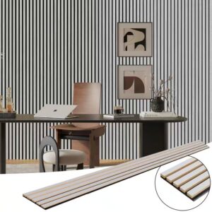 AUCT 16641m - $175 Gray 0.83 in. x 0.65 ft. x 8 ft. Wood Slat Acoustic Panels, MDF Decorative Wall Panel