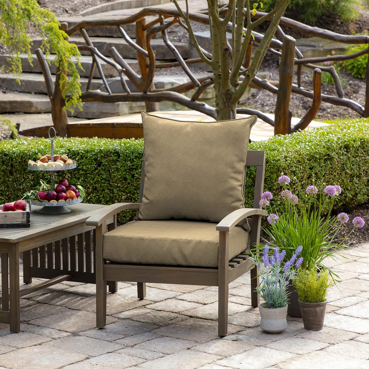 AUCT 17520 - $53 Arden Outdoor Deep Seat Cushion Set, Olefin Fabric, 24x24, Tan Hamilton | Woven Outdoo - Image 2