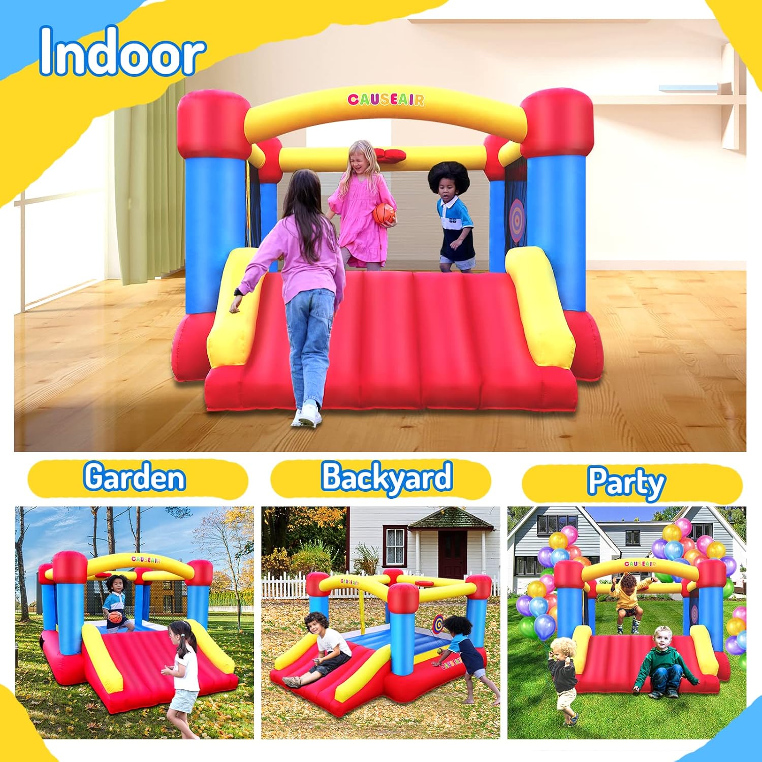 AUCT 17107 - $220 Causeair Inflatable Bounce House with GFCI Blower,12 ft L x 9 ft W,Basketball Hoop,Da - Image 2