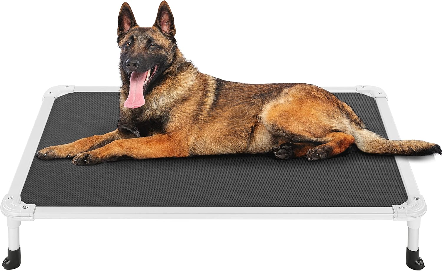 AUCT 16675 - $63 Veehoo Chew Proof Elevated Dog Bed - Cooling Raised Pet Cot - Silver Aluminum Frame an