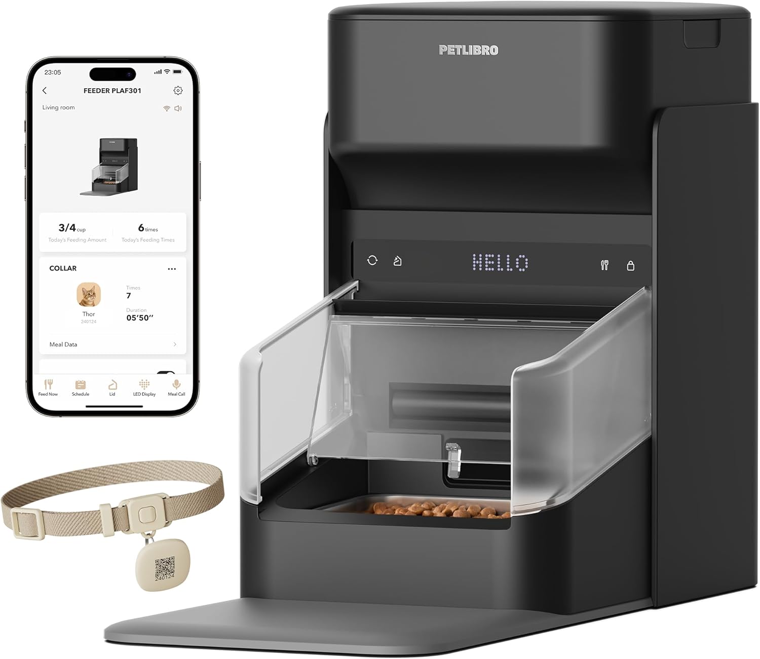 AUCT 17266 - $181 PETLIBRO RFID Automatic Cat Feeder, Collar Sensor for Personalized Meals, Cats Recogn