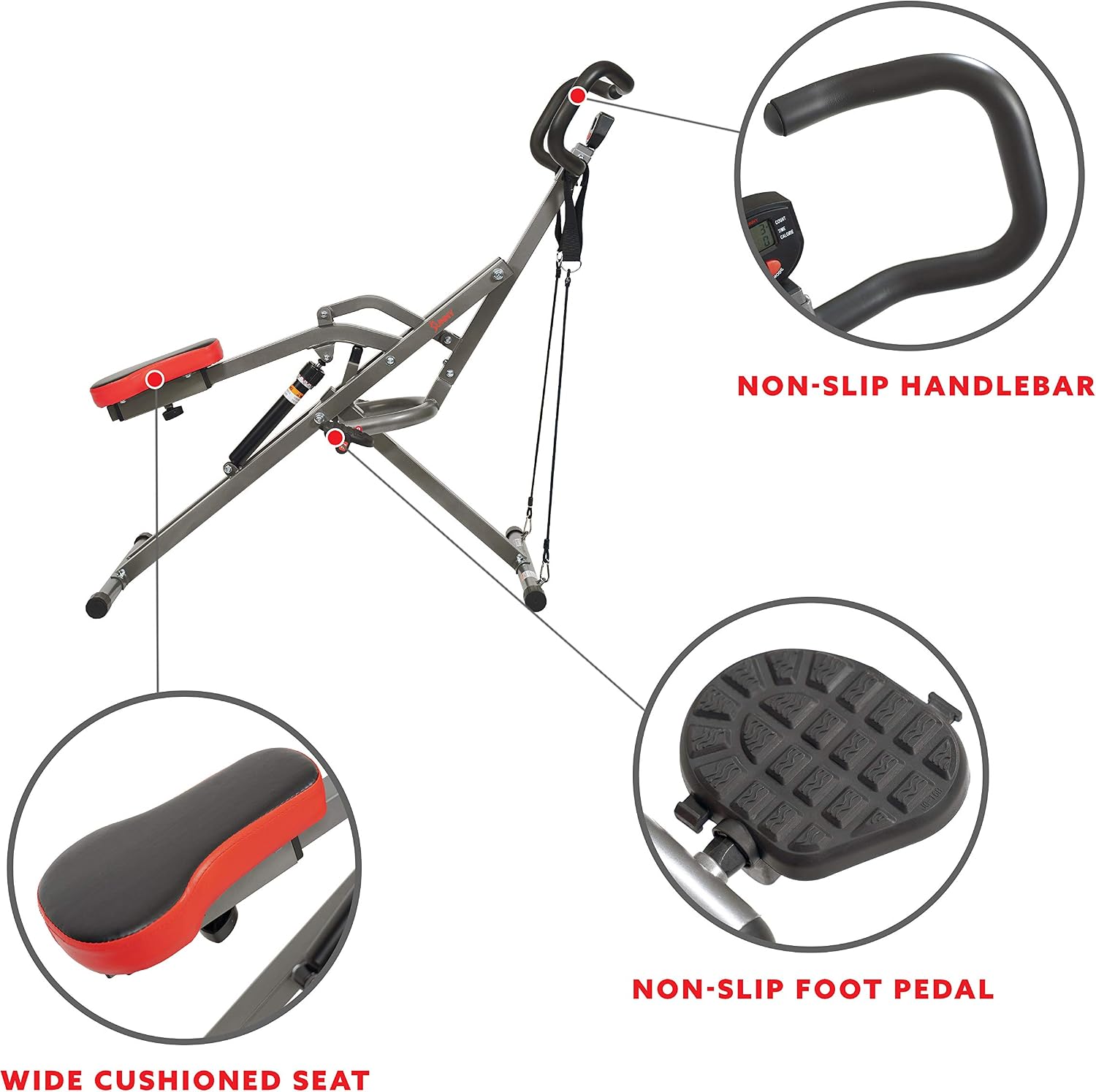 AUCT 17104 - $137 Sunny Health & Fitness Row-N-Ride PRO, Full Body Combo Squat Machine w/Optional Resis - Image 3