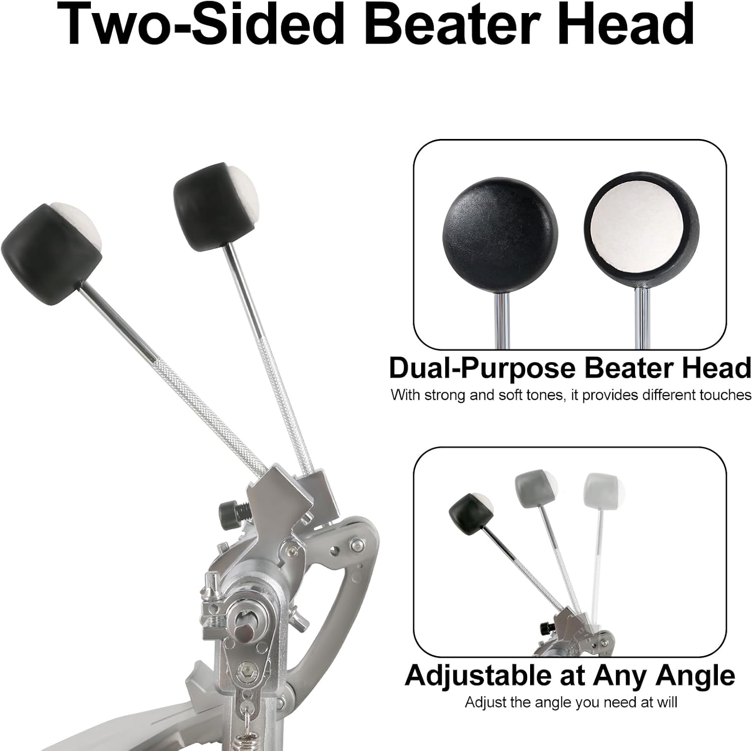 AUCT 16384 - $237 RANMING Double Bass Drum Pedals Direct Drive Bass Drum Pedal Kick Drum Pedal with Two - Image 3