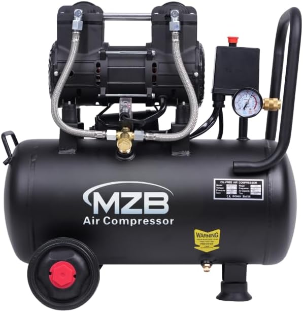 AUCT 14411 - $116 MZB 6.4 Gallon Ultra Quiet Air Compressor 110V/60Hz Ste