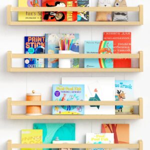 AUCT 14552 - Forbena Natural Wood Nursery Bookshelves for Wall, 24 Inches