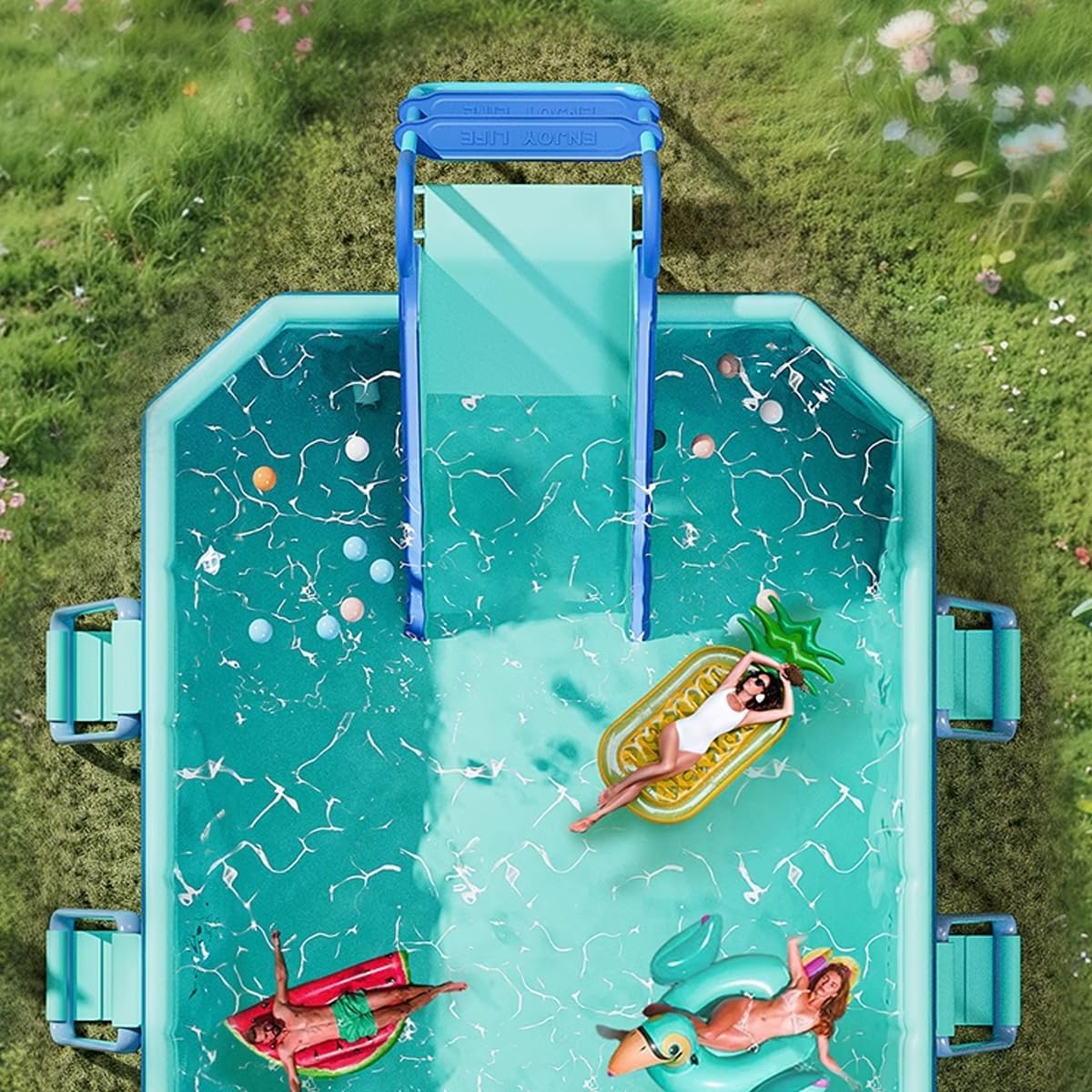 AUCT 16467 - $180 Pool Slide Foldable Pool Water Slide, Summer Swimming Pool Supplies Universal Trampol - Image 4