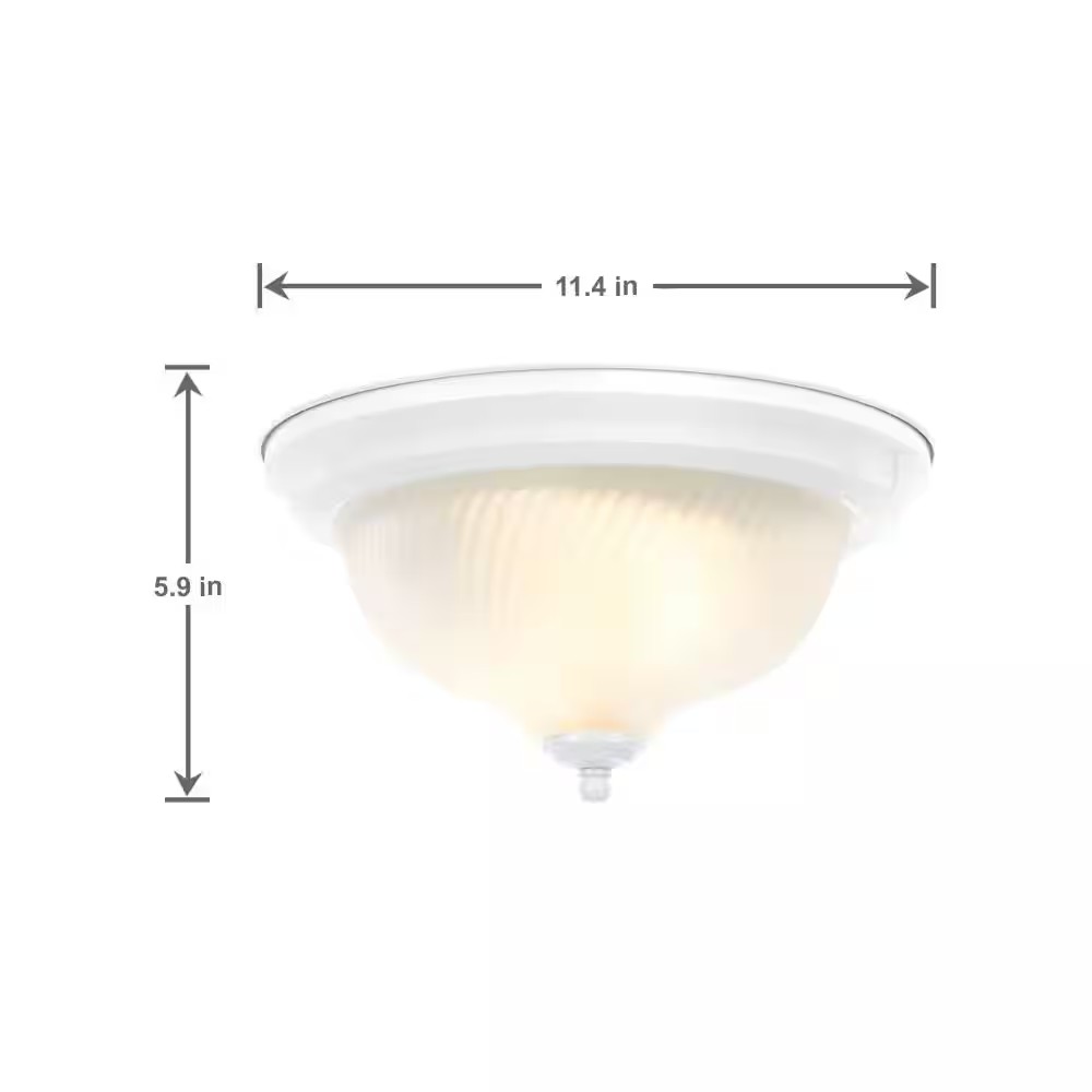 AUCT 14830 - 11 in. 2-Light White Flush Mount - Image 3