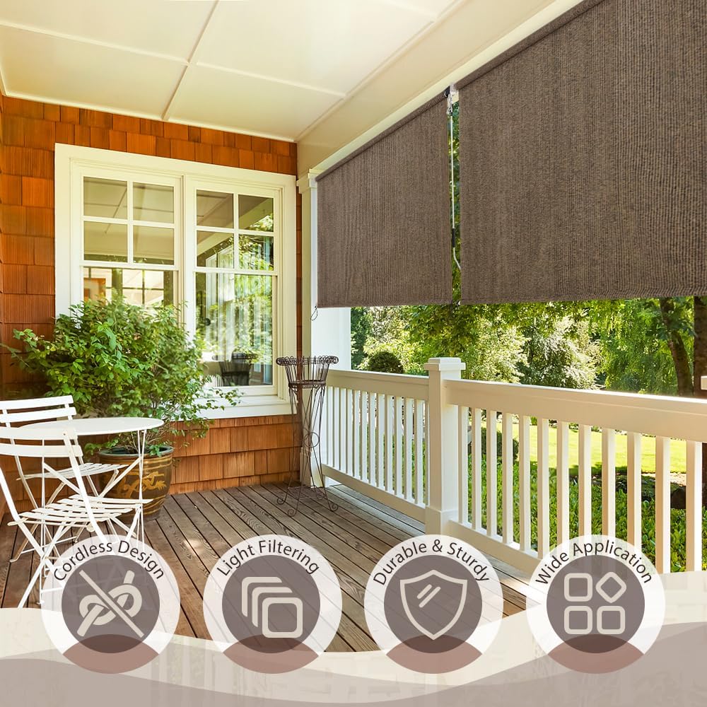 AUCT 14417 - $55 SEEYE Outdoor Sunshade Roller Shades 4' W x 6' H, Cordle - Image 2