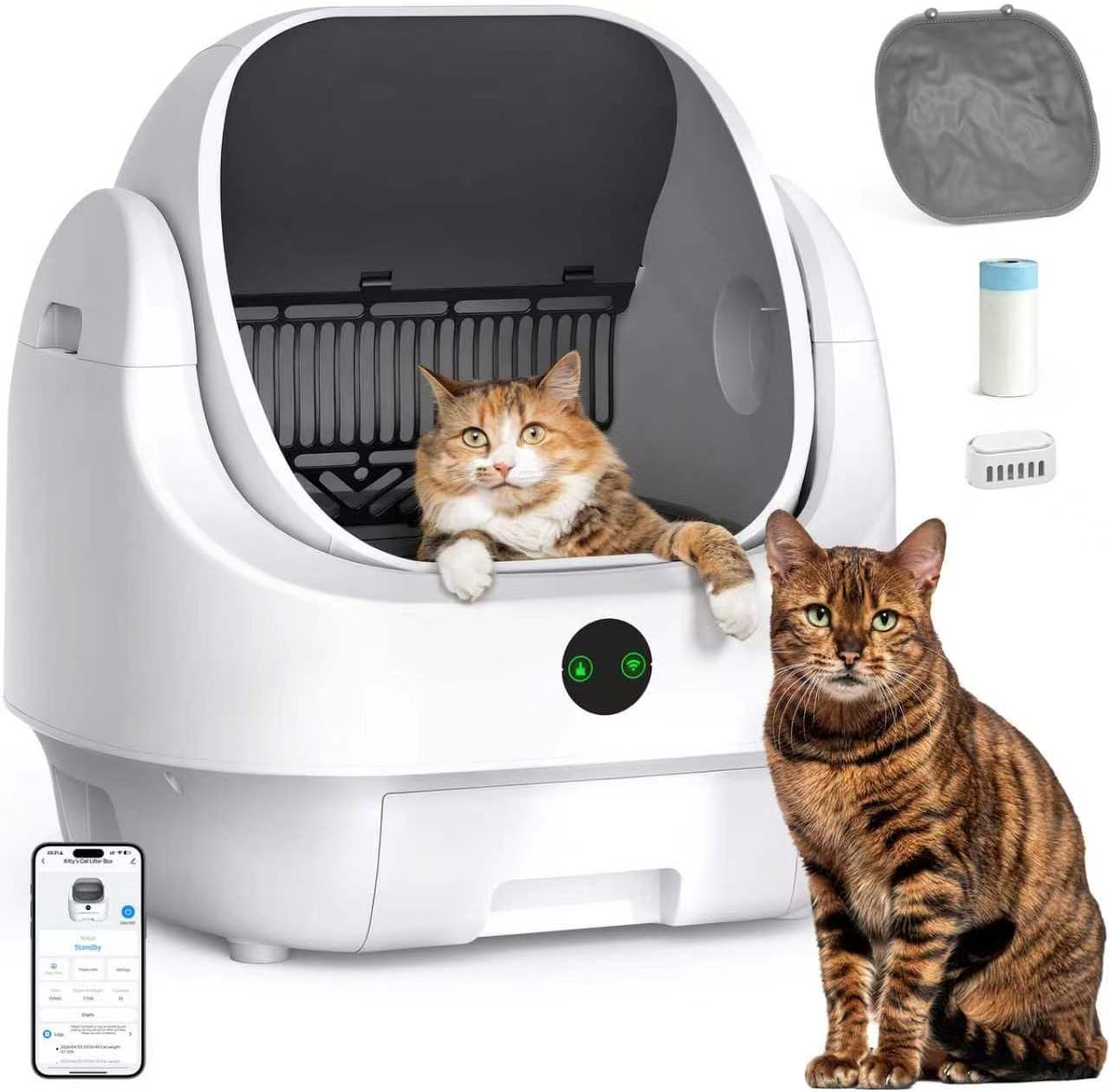 AUCT 16153 - $200 Open-Top Automatic Litter Box, Odor Control, Ready to Use, Self Cleaning Litter Box,