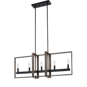 AUCT 14840d - $160 ACROMA Waterbury 6-Light Distressed Brown Farmhouse Bar
