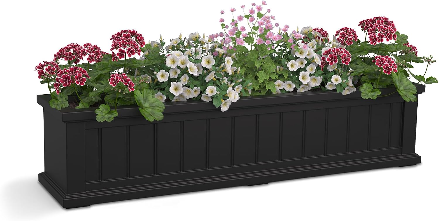 AUCT 15429 - $137 Mayne Cape Cod 4ft Window Box - Black - 48in L x 11in W x 10.8in H - Polyethylene - B