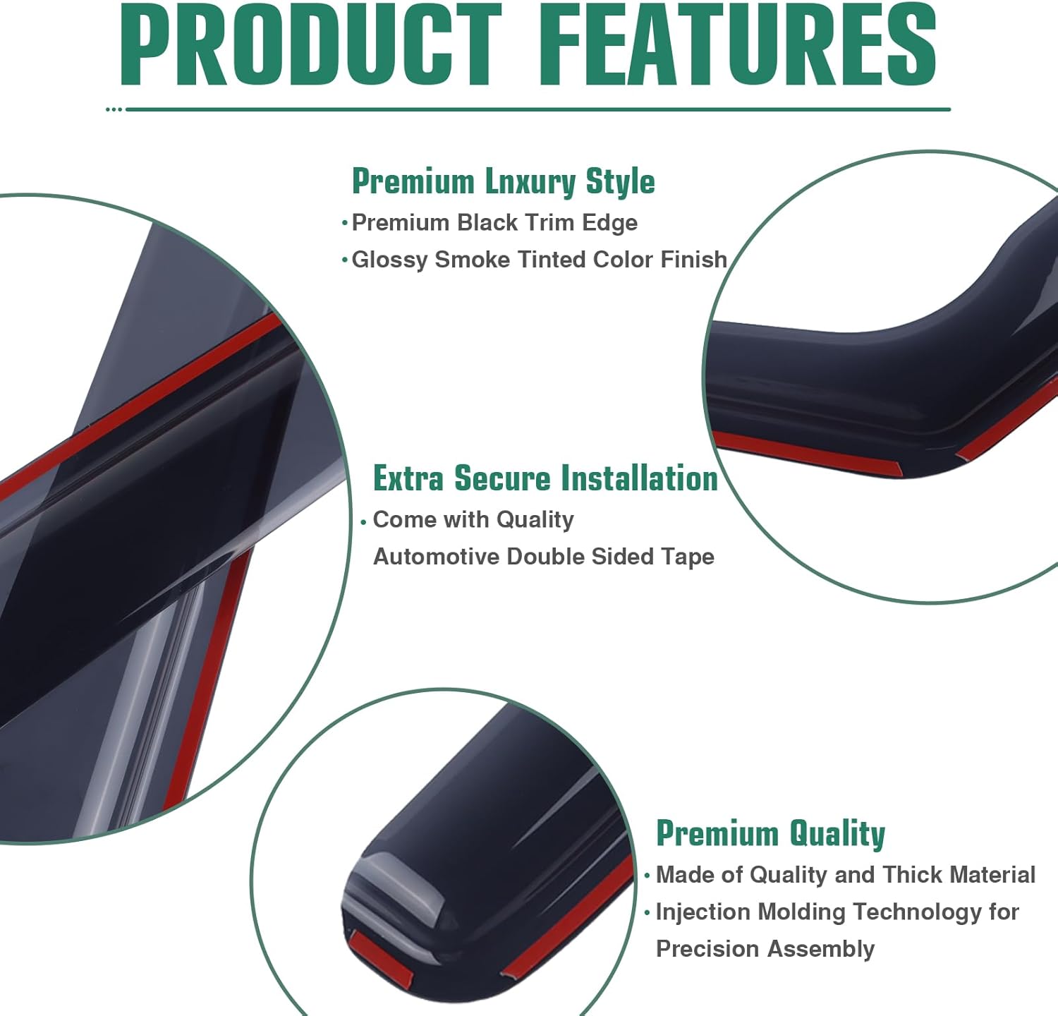 AUCT 14409 - 4 Pieces in-Channel Extra Durable Rain Guards Fit for 2017-2 - Image 3
