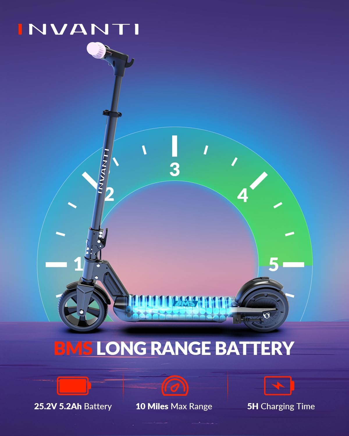 AUCT 17351 - $200 INVANTI KS03 Electric Scooter for Kids Ages 8+, 350W Peak Motor, Max 12mph & 10Miles, - Image 3