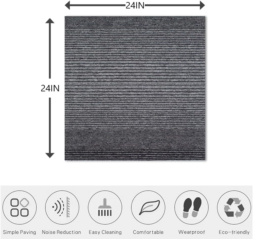 AUCT 17141 - $151 LITA Commercial Carpet Tiles Gradual Gray, 24" x 24" Squares, 18 Tiles, 72 sq ft, Non - Image 3