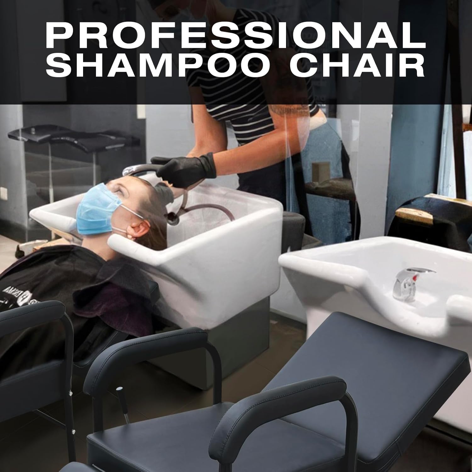 AUCT 16207 - $190 Reclining Shampoo Chairs Adjustable Height Shampoo Chairs for Salon Barber Chair Hair - Image 3