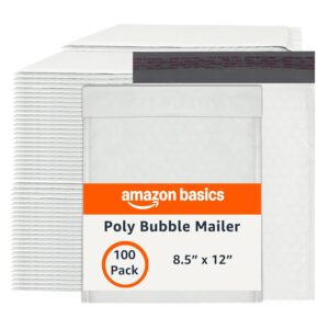 AUCT 16995 - Amazon Basics Poly Bubble Mailer, 8.5" x 12" (Internal Size 8.25" x 11"), Self-Seal, 100-P