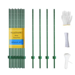 AUCT 14475 - $80 Metal Fence Post 4 Feet Green, Pack of 20, T Post for Wi