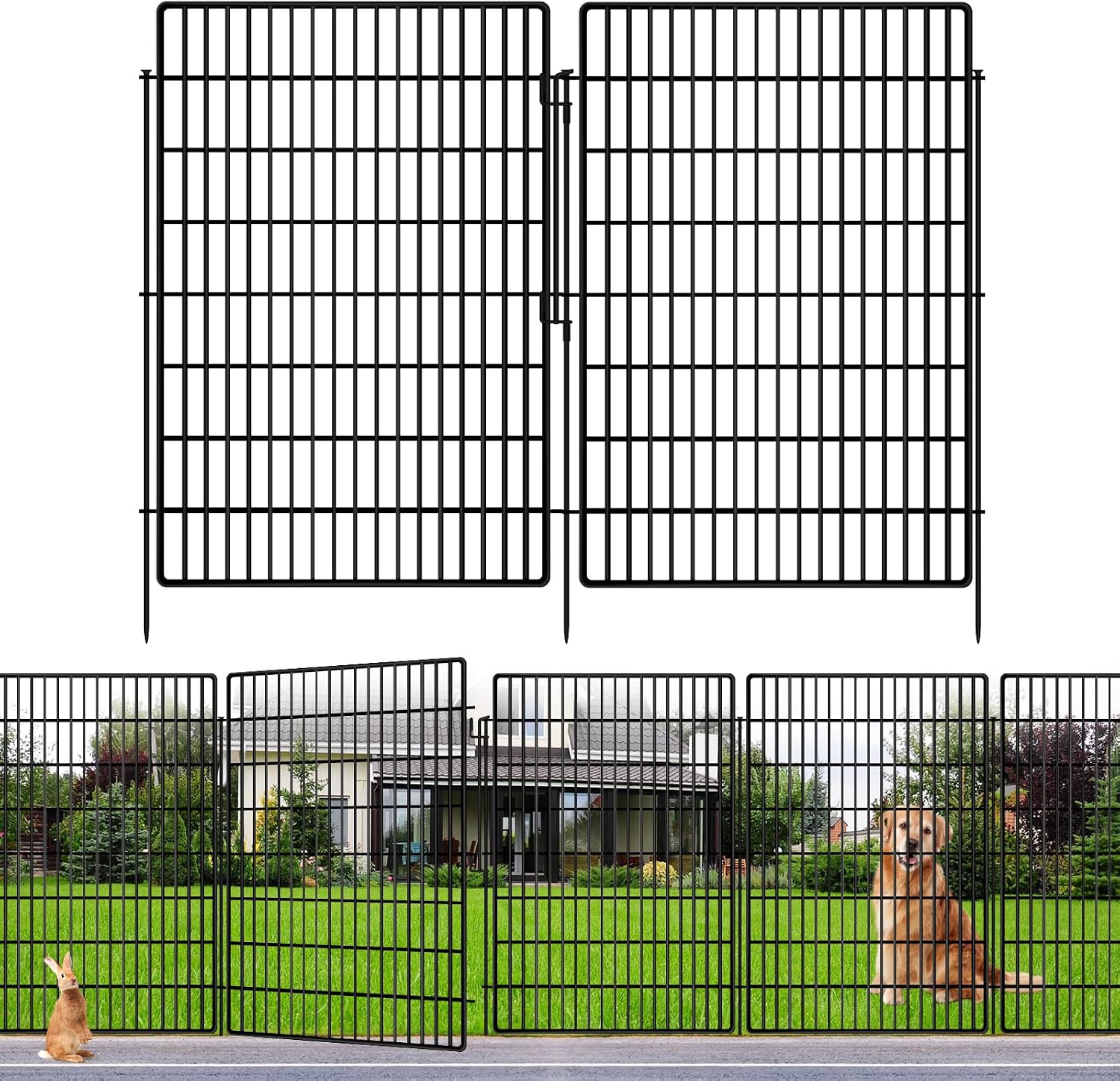 AUCT 16977 - $130 10 Panels Garden Fencing Animal Barrier with Lock, 40 in(H) X 24 ft(L) Dog Fence Outd