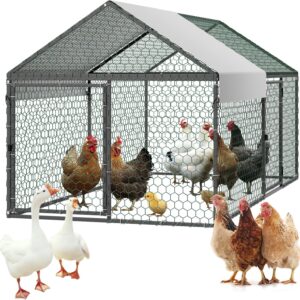 AUCT 16949 - $62 VEVOR Metal Chicken Coop for 4-6 Chickens, 3.3 x 6.6 x 3.3 ft, Small Chicken Cage with