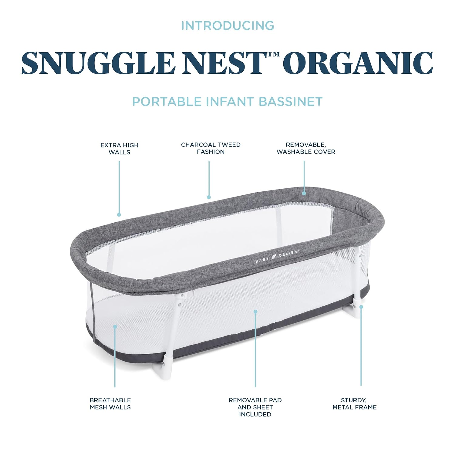 AUCT 14497 - $60 Baby Delight Snuggle Nest Bassinet, Portable Baby Bed, f - Image 3