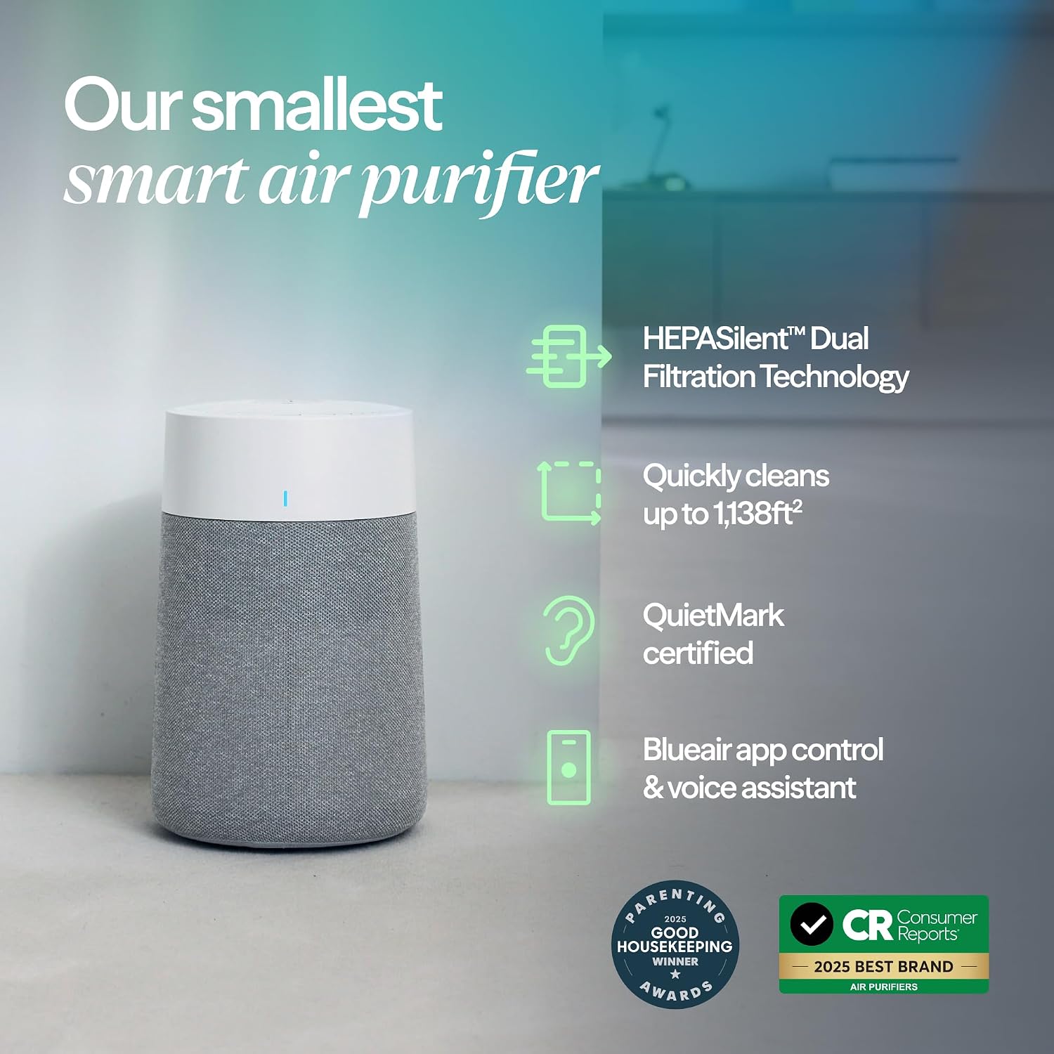 AUCT 17131 - $112 BLUEAIR Blue Pure 511i Max Smart Air Purifier for Bedroom & Small Rooms up to 1,138 S - Image 2