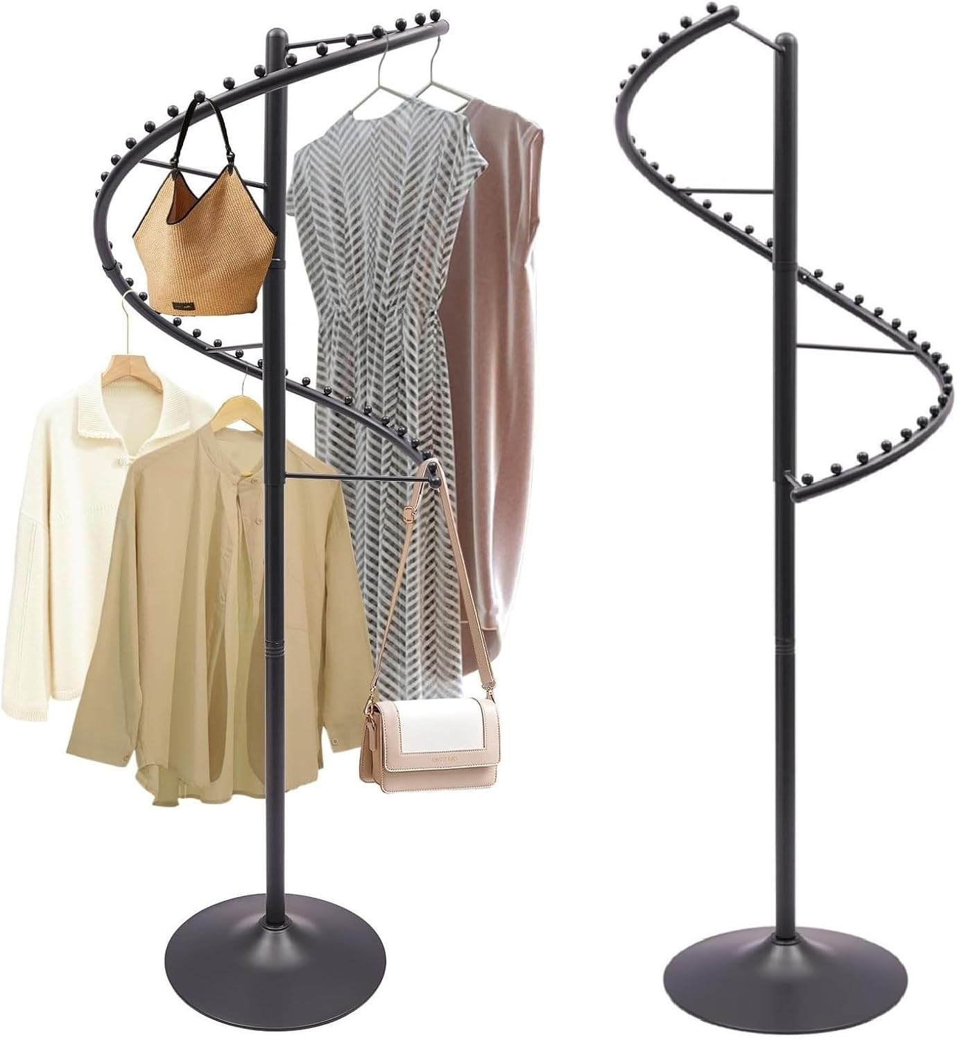 AUCT 15317 - $186 Spiral Clothing Rack, Floor Stand Rotating Clothes Hanger Garment Rack for Boutique B