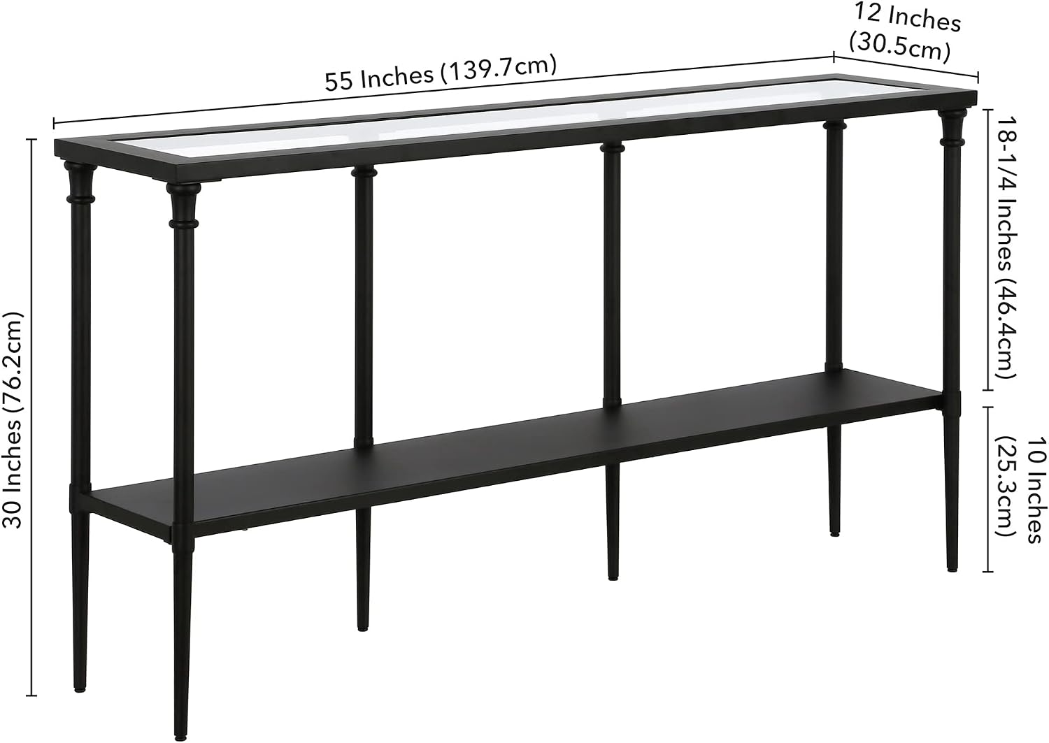AUCT 17186 - $175 Nellie 55' Wide Rectangular Console Table with Metal Shelf in Blackened Bronze | Two- - Image 2