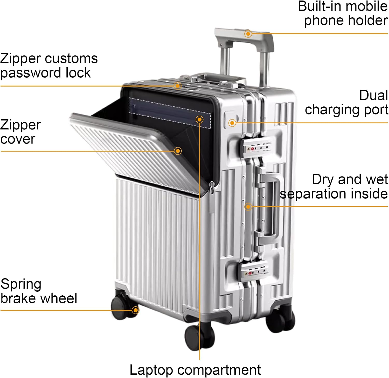 AUCT 16387 - $144 Carry on suitcase Zipperless Luggage,Polycarbonate Aluminum Hard Shell, Expandable Ca - Image 2