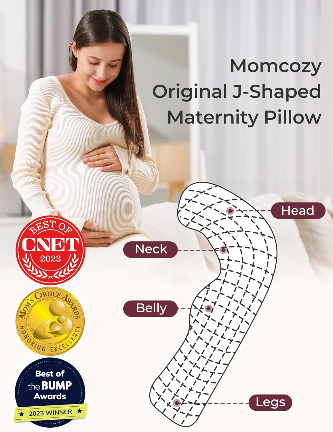 AUCT 14697 - Momcozy Pregnancy Pillows for Side Sleeping, J Shaped Matern - Image 2