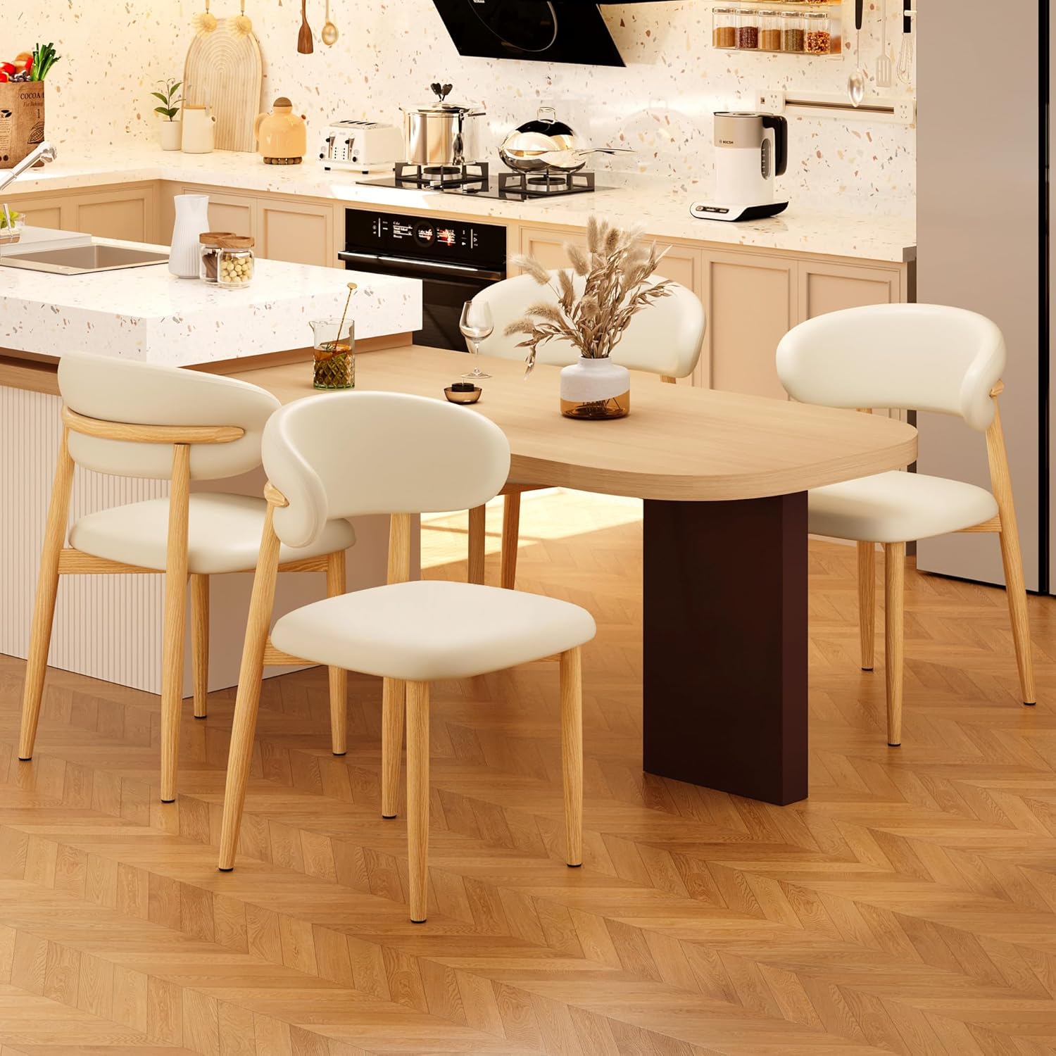 AUCT 14484 - $300 Kitchen Dining Chairs Set of 4 Modern Upholstered Leath