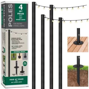 AUCT 14682 - $218 Four 10ft. Outdoor String Light Poles with 100-Light 10