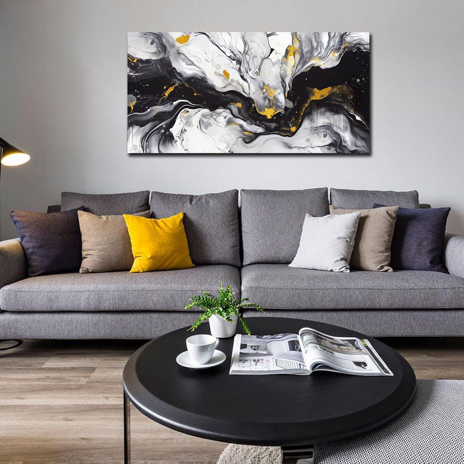AUCT 14408 - Alsingbago Large Abstract Canvas Wall Art for Living Room Be - Image 3