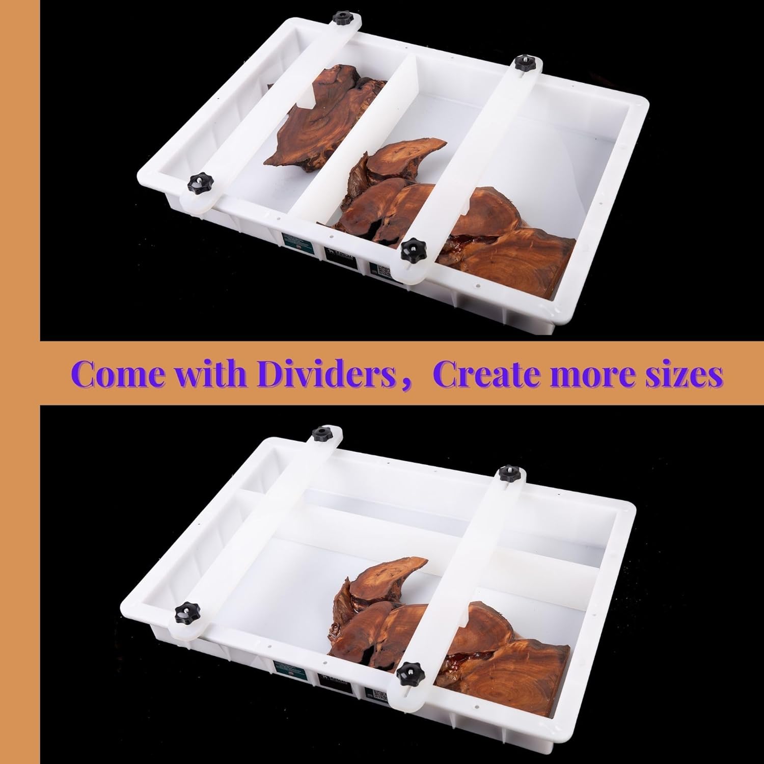 AUCT 17309 - $100 Kalinta Epoxy Mold with Divider Adjustable-11.4x7.5x2in No-Seal Large Resin Mold Inte - Image 3