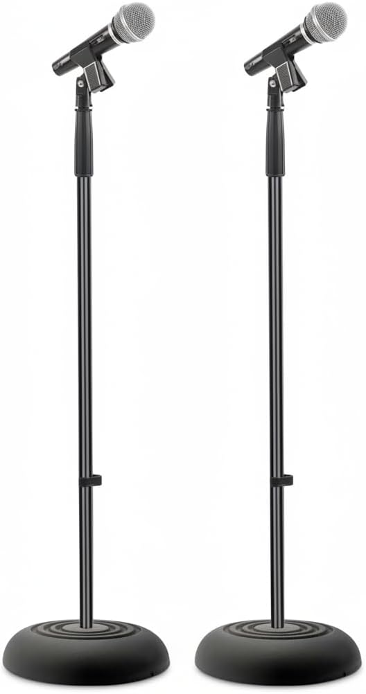 AUCT 17034 - Pyle Universal Microphone Stand - Handheld Mic Compatible, Heavy Compact Base, Lightweight