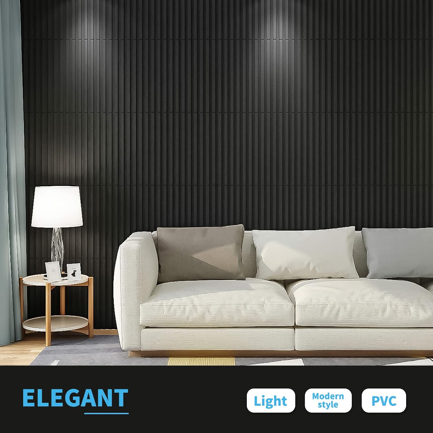 AUCT 16356 - Art3d Slat Wall Panel, 3D Fluted Textured Panel 12-Tile 19.7 x 19.7in. - Cover 32 Sq.Ft., - Image 3