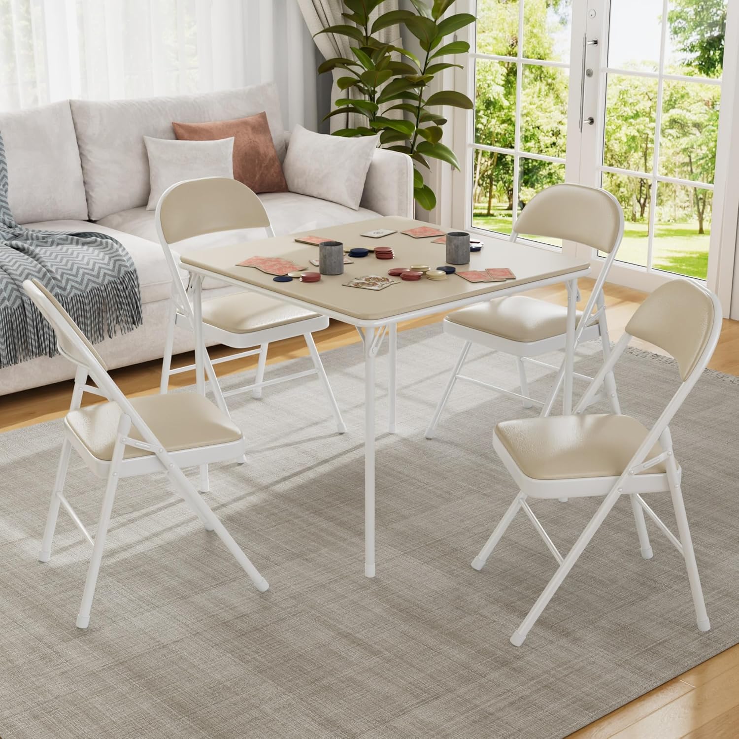 AUCT 14581 - $174 VECELO 5-Piece Folding Card Table Square and Chair Set - Image 4
