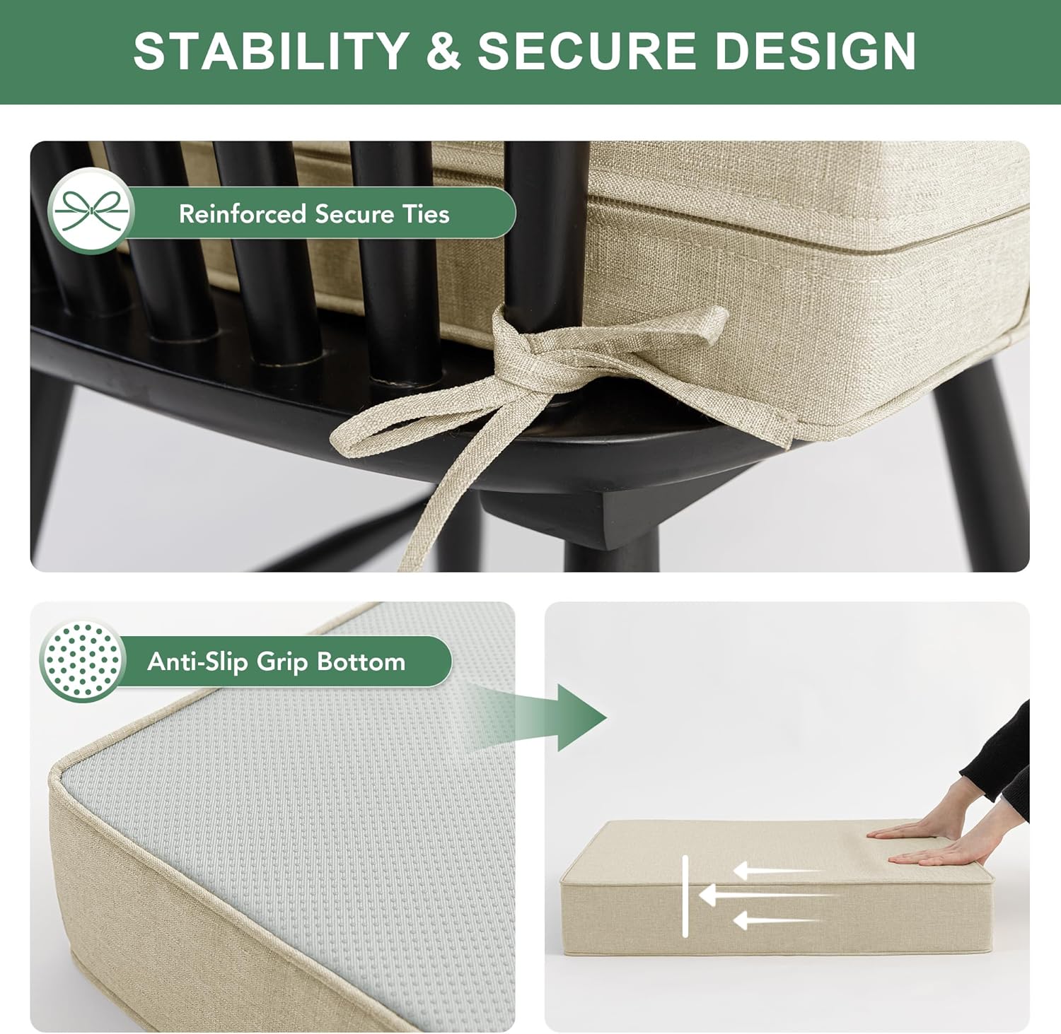 AUCT 16485 - $126 Summsun Patio Chair Cushions Set of 4, Faux Linen Outdoor Furniture Cushions, Water R - Image 4