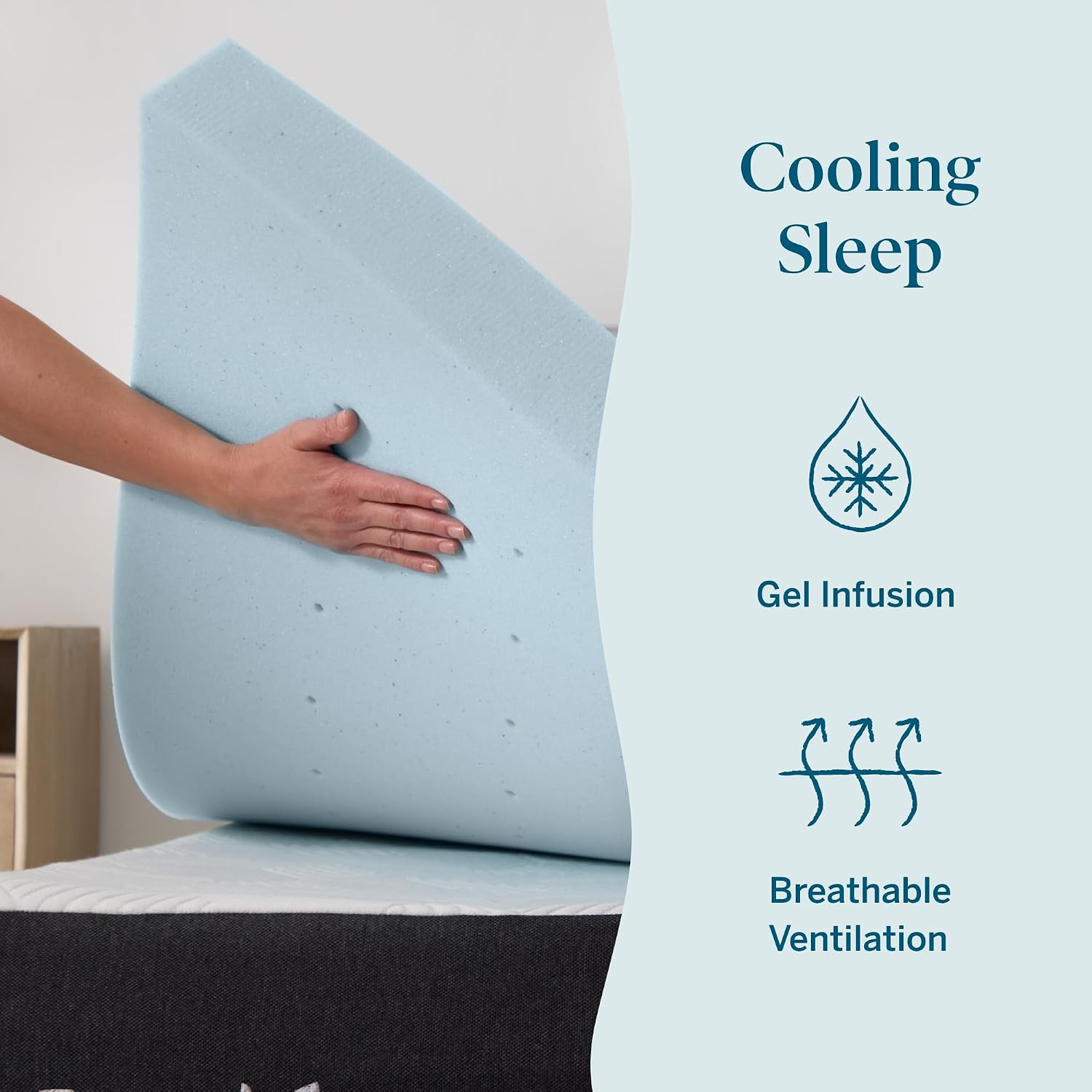 AUCT 17261 - $87 Lucid 3 Inch Memory Foam Mattress Topper, Queen Size Cooling Gel Bed Topper Preass - Image 2