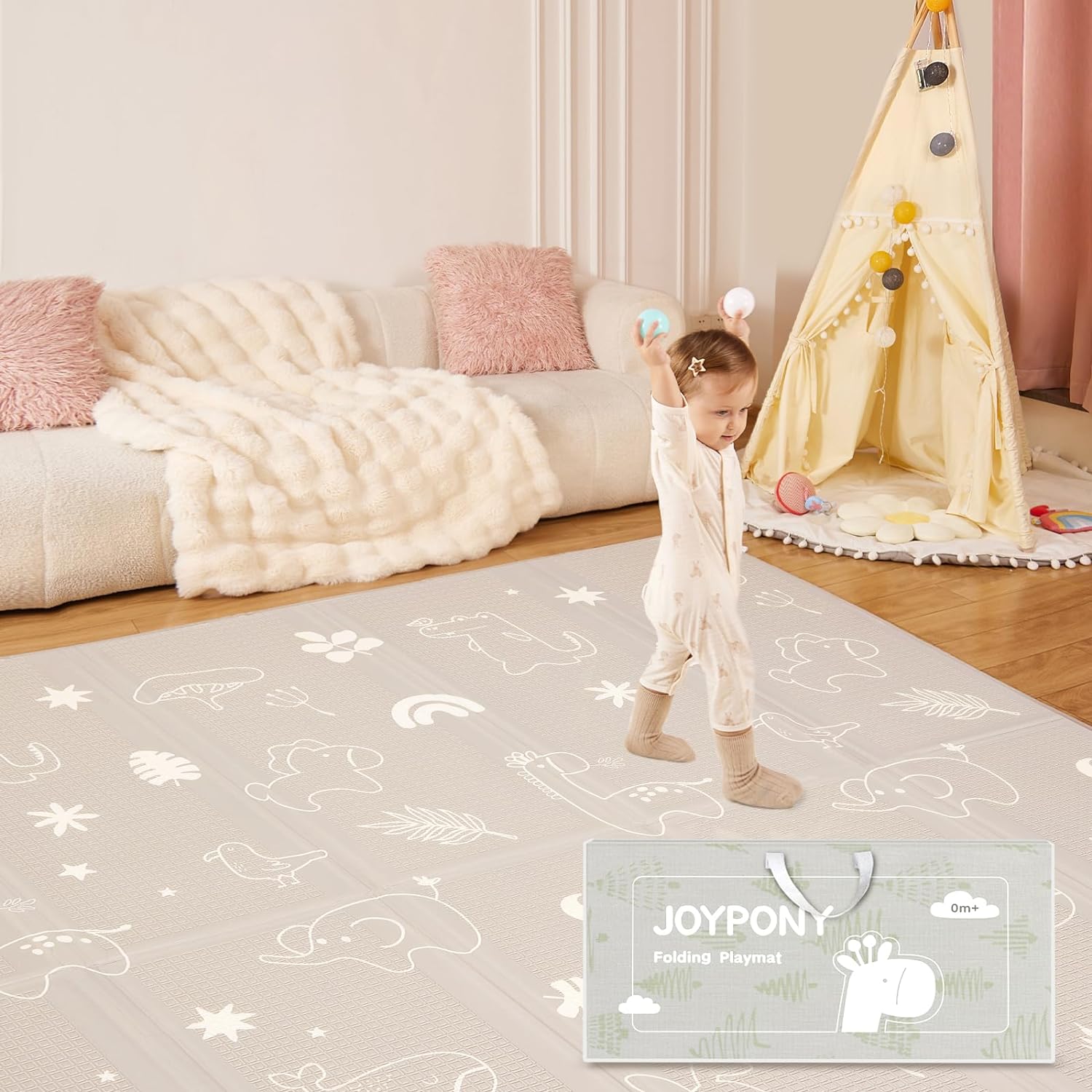 AUCT 15278 - Joypony Baby Play Mat 79x 71 Inch, Extra Large Foldable Play Mats for Babies and Toddlers,