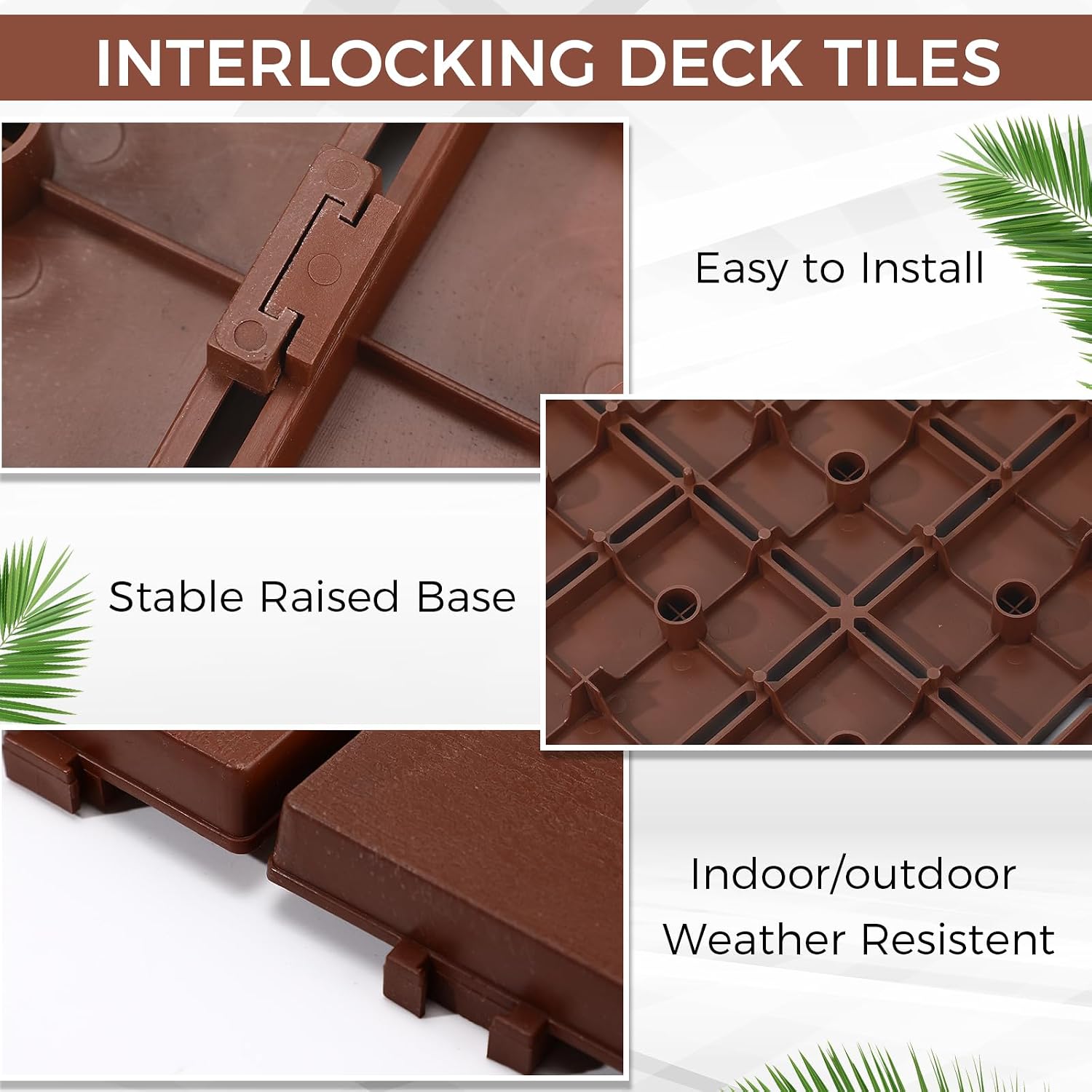 AUCT 16217 - $110 BreezeHug 44 Pack Interlocking Deck Tiles 12"x12"x0.8" Plastic Waterproof Floor Tiles - Image 3