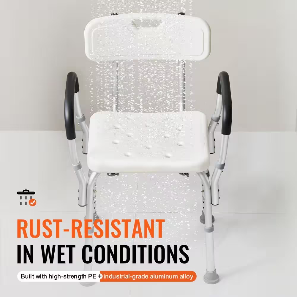 AUCT 17397 - $52 Shower Chair, Shower Seat with Back, Adjustable Height Shower Stool Bathtub, Freestand - Image 4