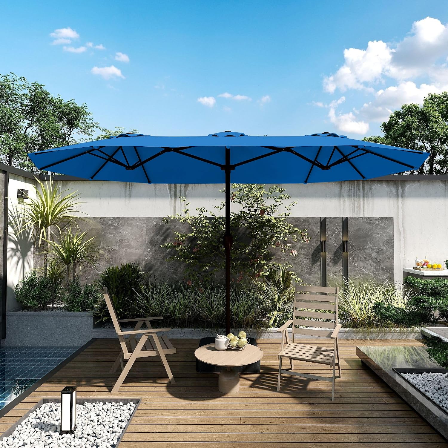 AUCT 14464 - $150 Kingdura 13ft Large Patio Umbrella with Base Included, - Image 2