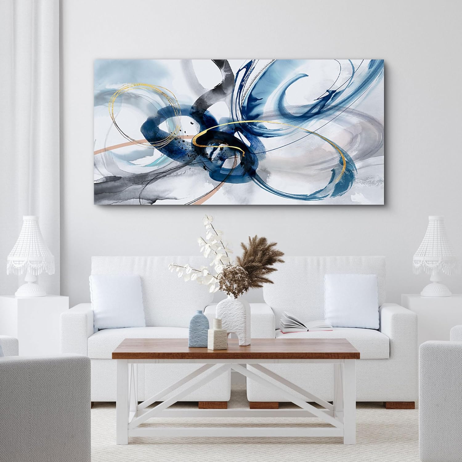 AUCT 16393 - $90 yiijeah Large Abstract Canvas Art Elegant Combination of Tones Modern Living Room Wall