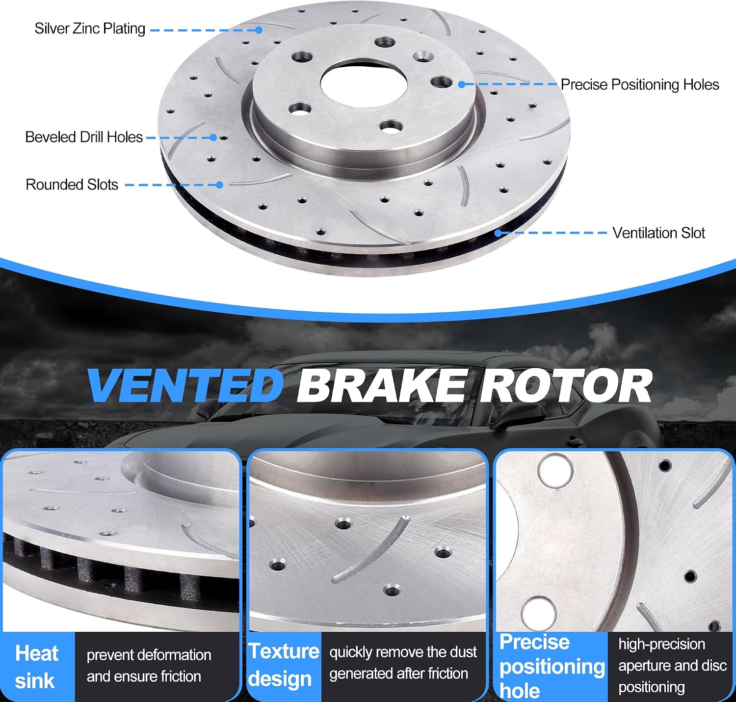 AUCT 16610 - $130 Front Brake Rotors and Brake Pads Kit Compatible with Buick LaCrosse Regal 2011-2016, - Image 2