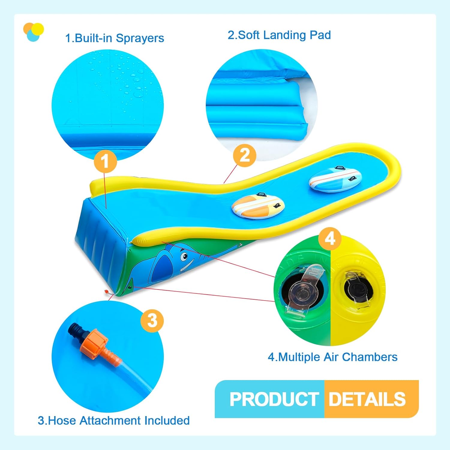 AUCT 15431 - $120 Inflatable Water Slide with Sprinkler for Kids,15FT waterslide with 2 Inflatable Surf - Image 4